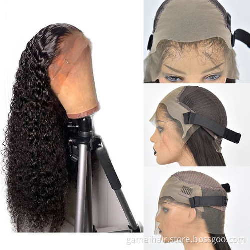 100% Virgin Headband Lace Front Human Hair Wigs for Black Blonde Brazilian Women Swiss Lace Medium Brown Lace Long Deep Wave